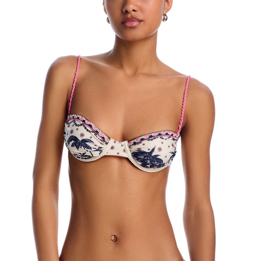 Agua Bendita Ankara Palms Bikini Top XL Multicolor Beaded Underwire